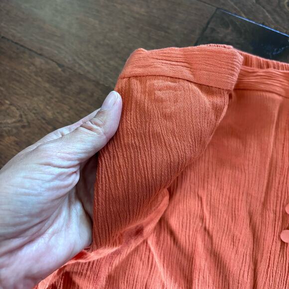 ASOS Women's Size 4 Wrap Orange Midi Skirt Buttons Viscose - Picture 5 of 9